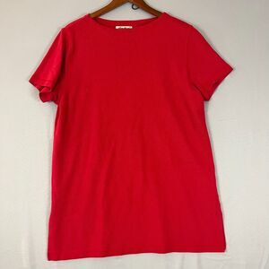 Eddie Bauer Women Tall LG Shirt Cherry Red Think Pullover Shirt Textured Vintage